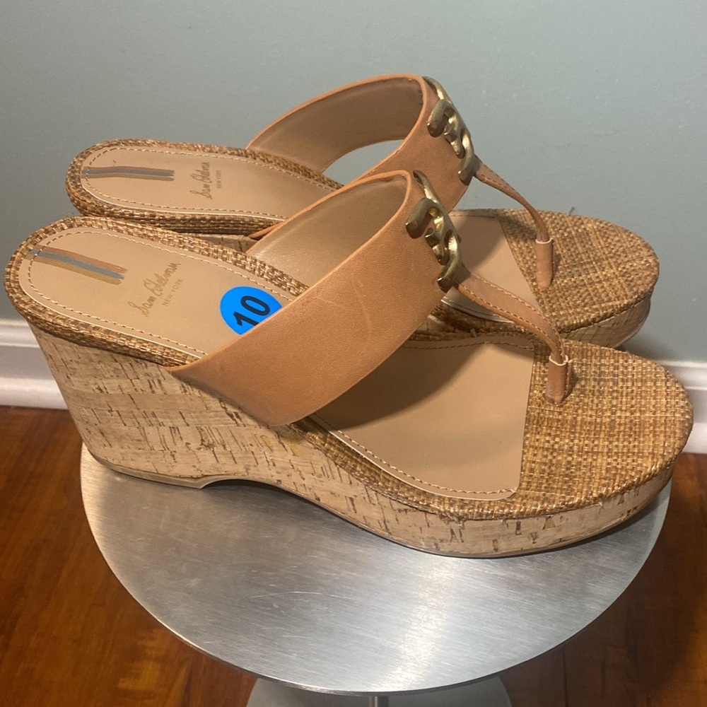 NWOT SAM EDELMAN YARDLIE TAN CORK THONG SANDALS - Picture 6 of 15
